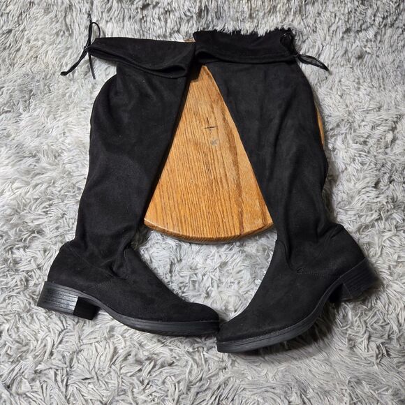 Circus by Sam Edelman Peyton Size 6 Over The Knee Black Faux Suede Pull On Boots - Picture 1 of 11